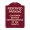 Signmission Reserved Parking Customer Service Representative of Month Aluminum Sign, 24" x 18", BU-1824-23136 A-DES-BU-1824-23136 - alternate 1